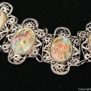 Filigree Persian Painted Tile Bracelet